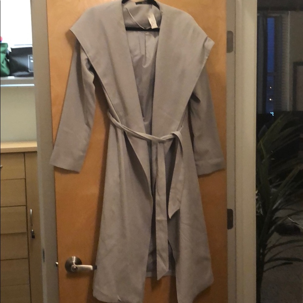 Ella blue felt hooded trench coat